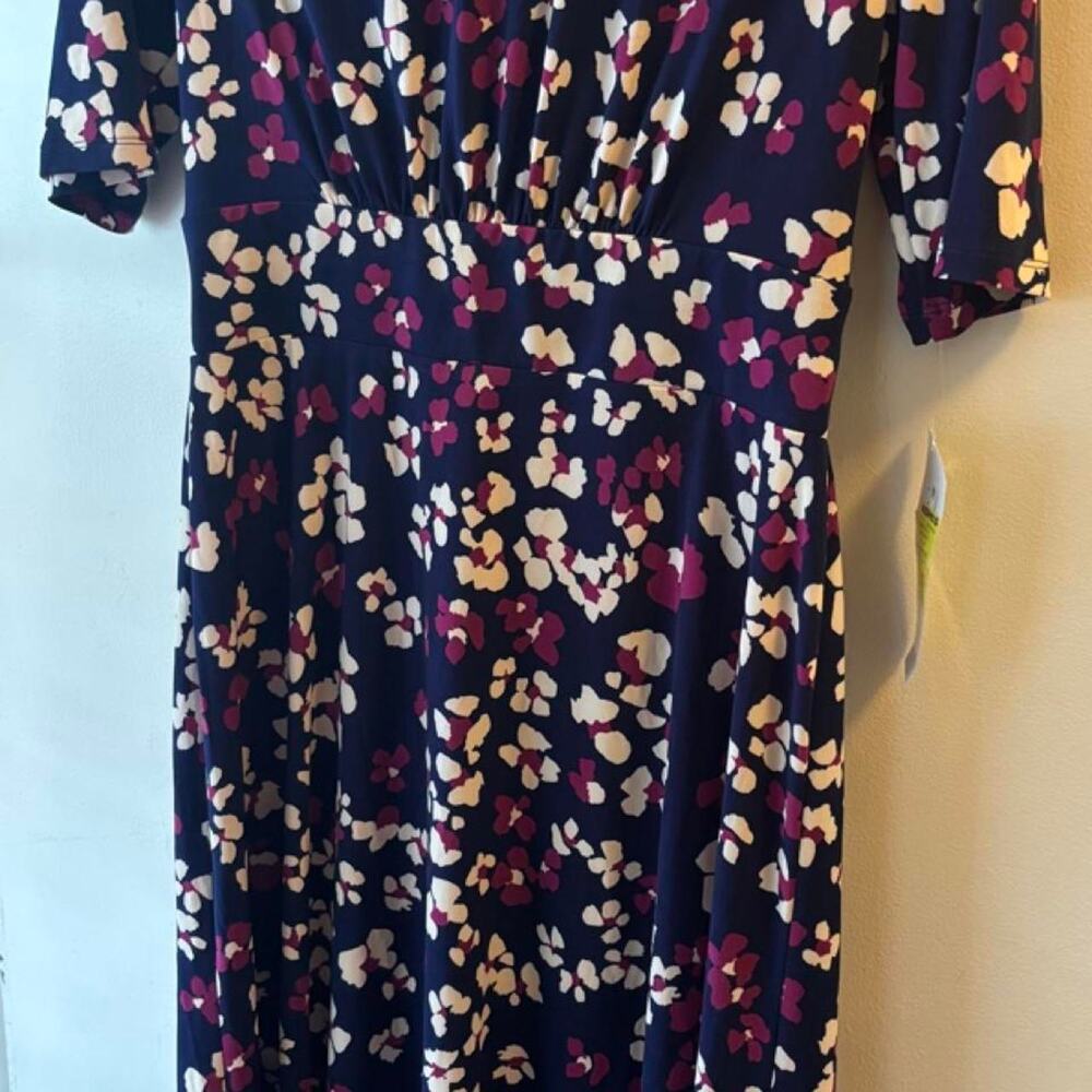 NWT Navy blue floral midi dress cottagecore softgirl size 8